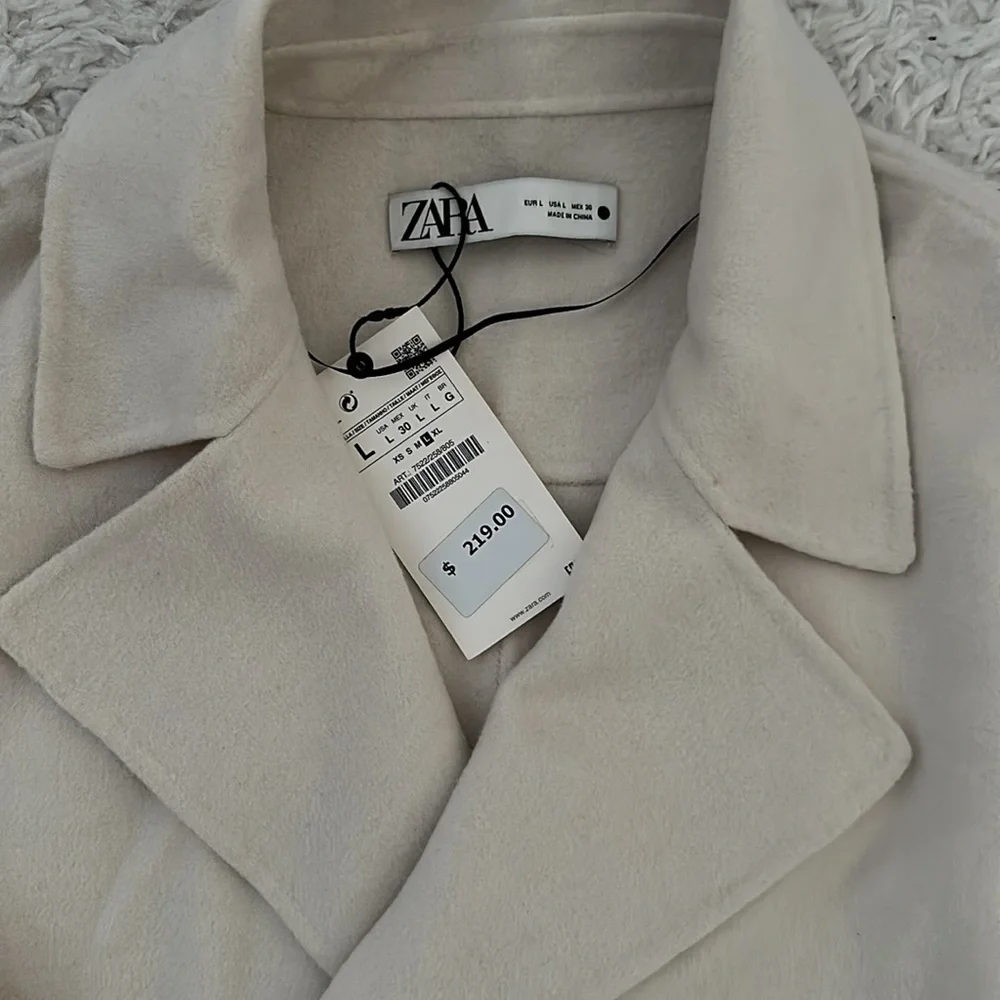 NWT Zara wool blend cream oversized trench style coat. - Picture 4 of 7